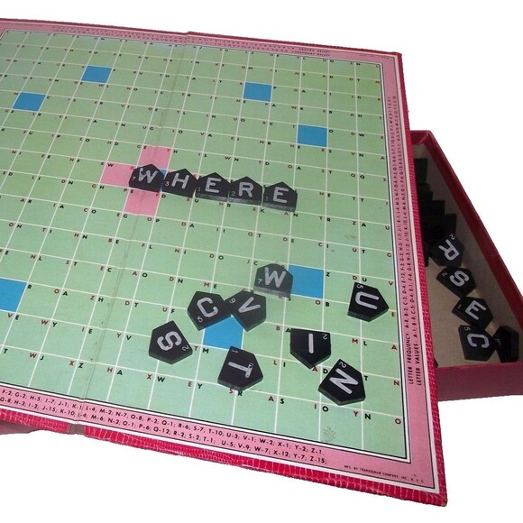 1953 Scoreaword Cross Word Game Letters Craze Transogram Complete Solitaire Vtg - Picture 5 of 7